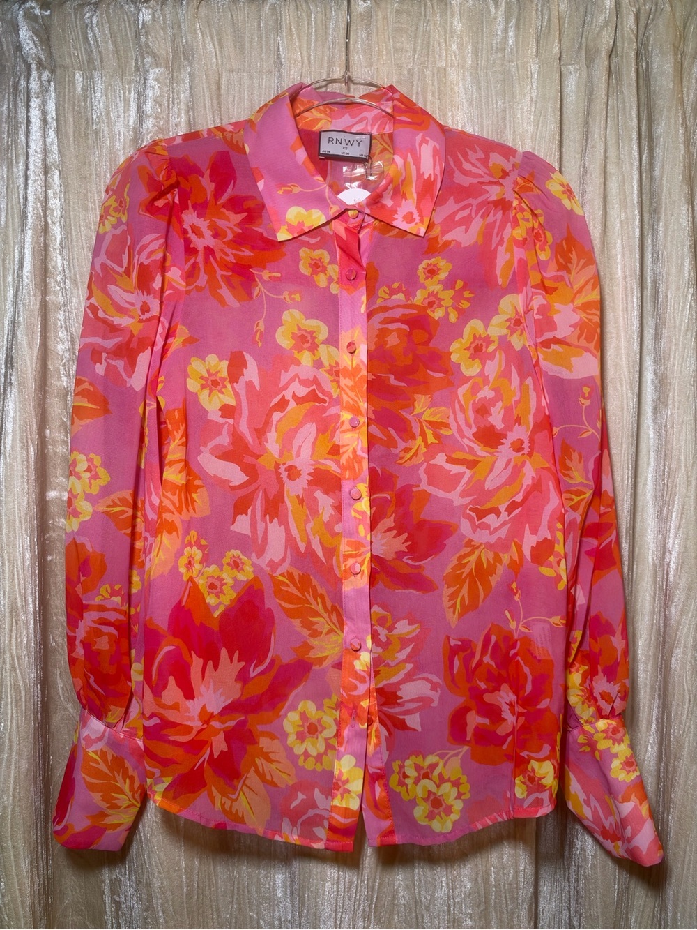 RNWY Pink Floral Button-Front Blouse